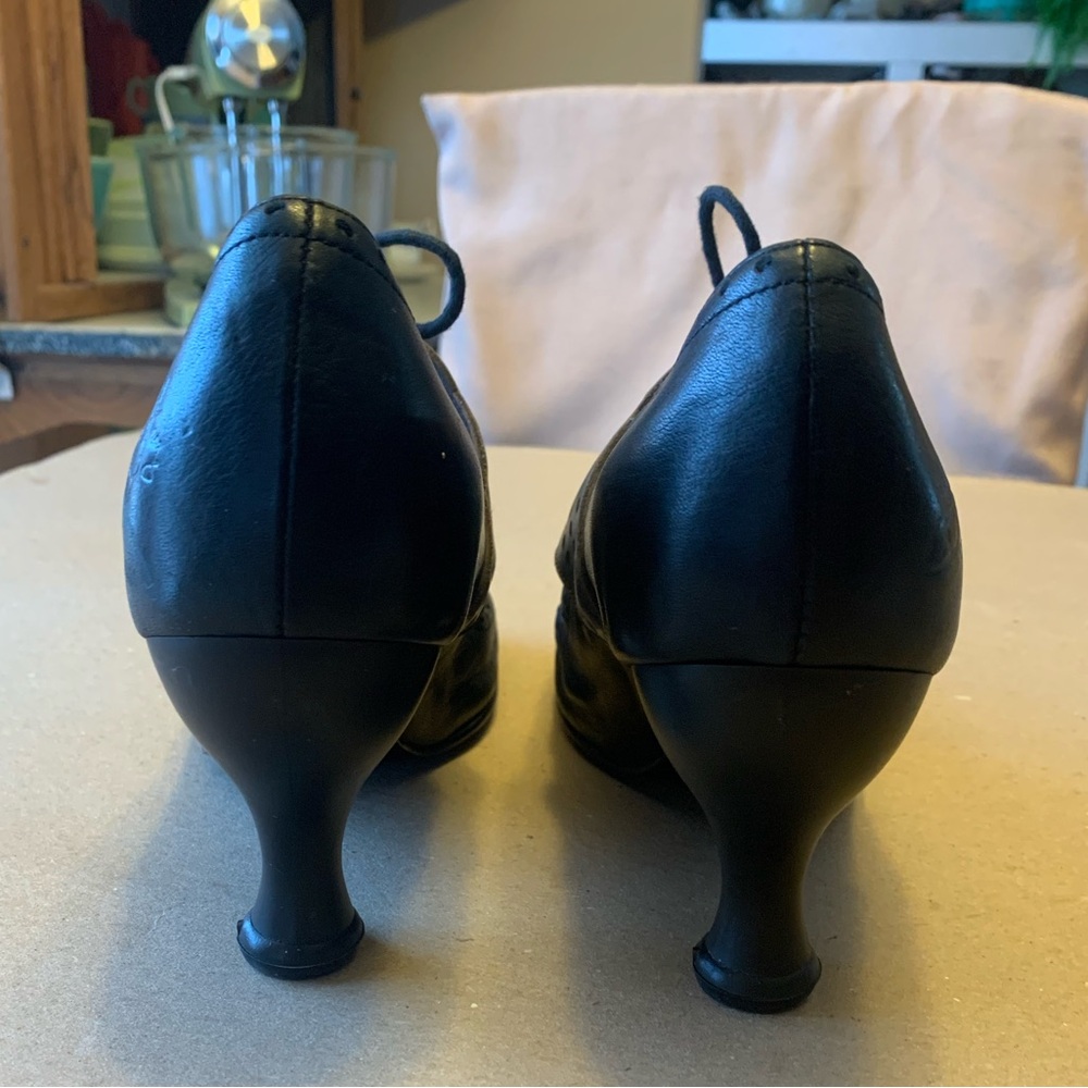John Fluevog Bellevue Mollie Johnson Black & Grey Lace Up Mary Jane Heels Size 9 - Picture 10 of 15